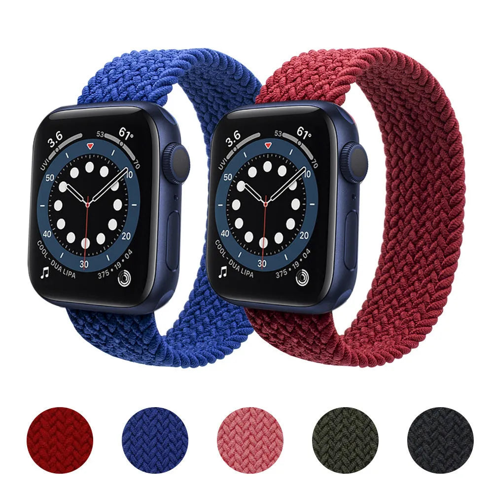 Apple Watch compatible nylon woven strap in multiple colours with plastic head.