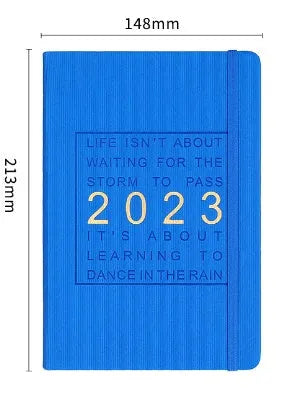 A5 student almanac diary with imitation leather cover showing monthly calendar layout and creative design elements