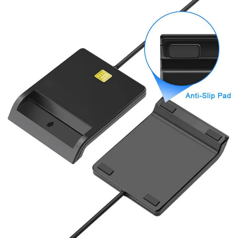DM-HC65 USB Smart Card Reader in black ABS casing with card slot