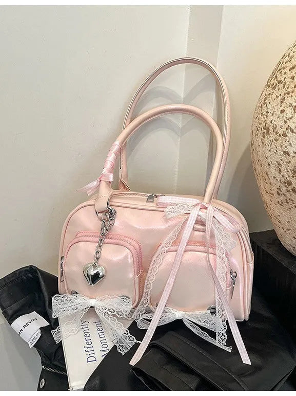 Women's soft PU shoulder bag in horizontal square design with double adjustable straps