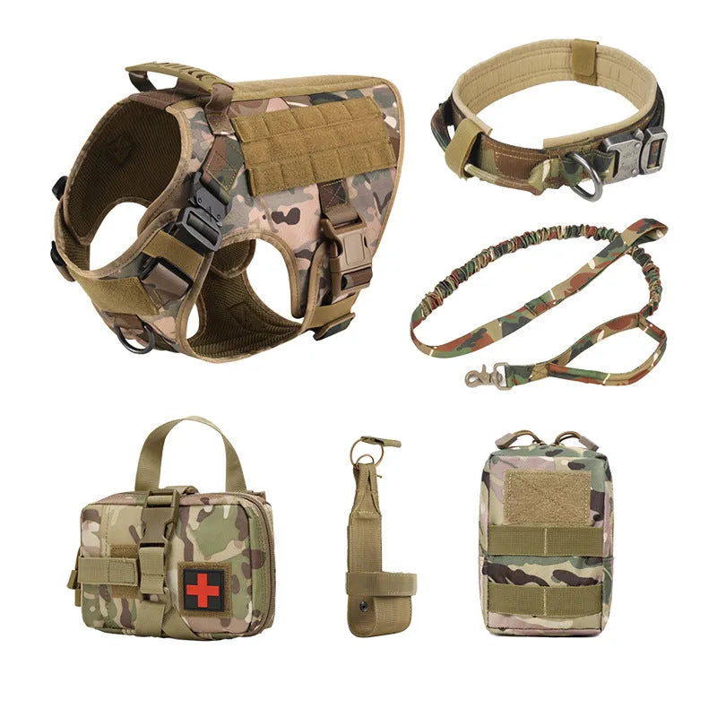 Polyester tactical dog training vest 6-piece set in camouflage and solid colours