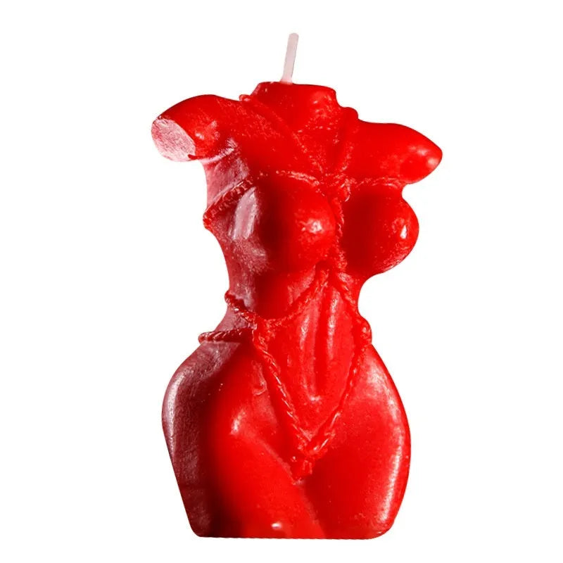 Low temperature soy wax candle in bikini shape, colour options: red, pink, purple.