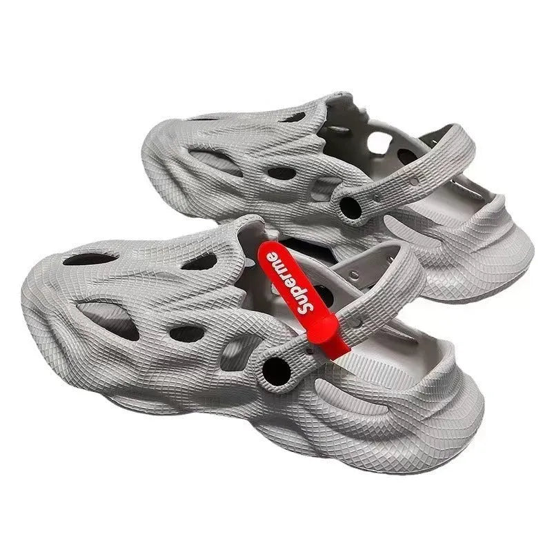 Korean-style EVA foam coconut slippers with closed toe design and ventilation holes
