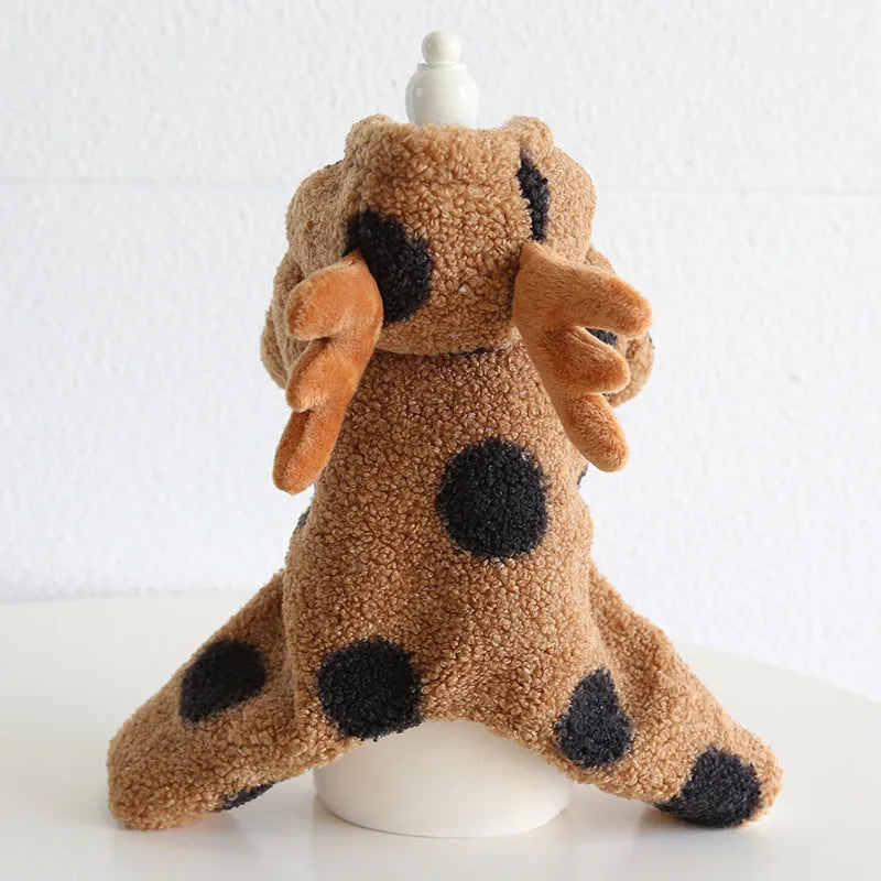 Polka dot elk pattern pet clothing for dogs and cats in skirt and four-legs styles