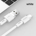 Straight head Type-C charging cable in five colour options: black, purple, red, white, yellow