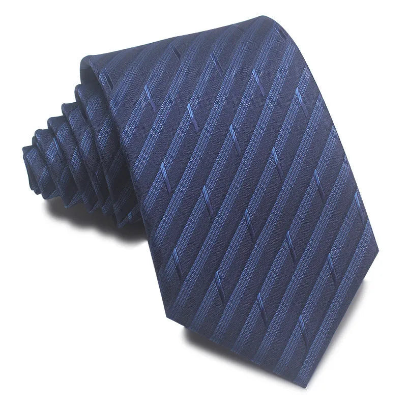 Men's 8CM wide striped formal tie in polyester jacquard weave available in multiple colours