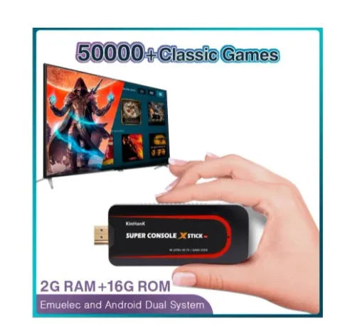 64-bit retro video game console with HDMI port on rear panel