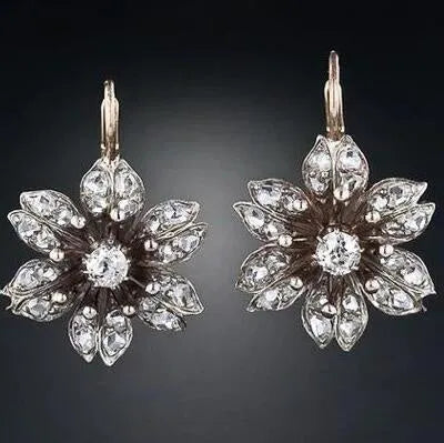 Silver retro fashion drop earrings with electroplated finish and alloy construction