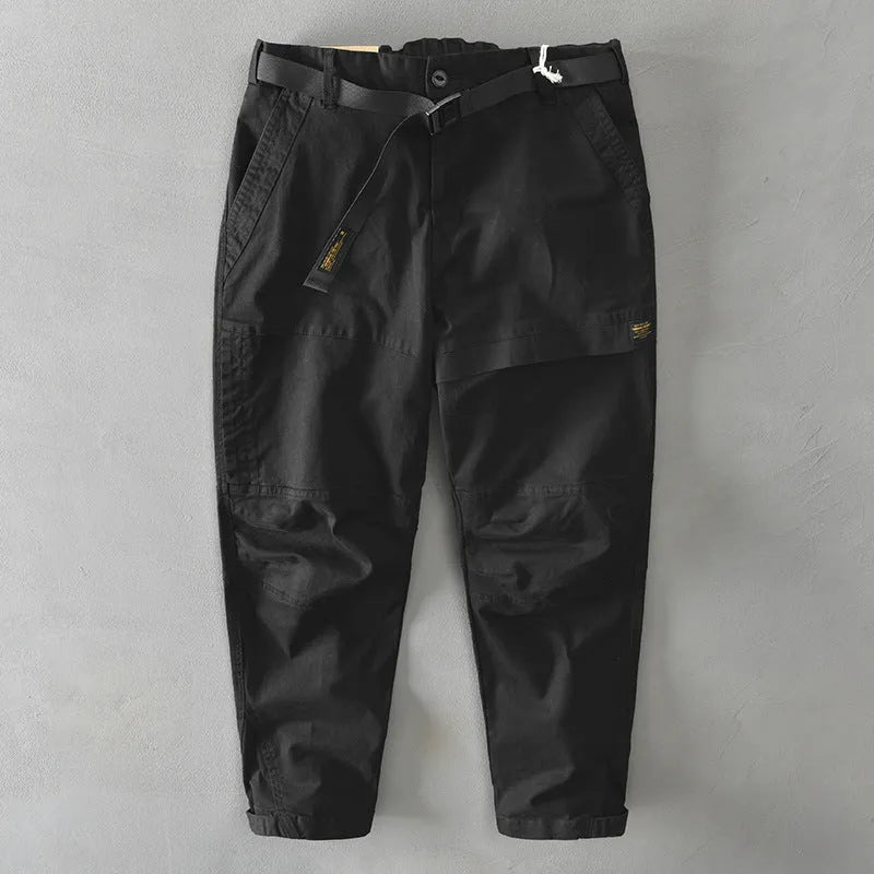 Men's loose-fit cotton overalls with an elastic waist in army green colour
