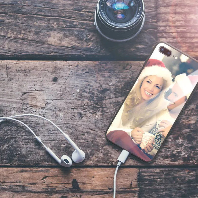 Patterned compatible iPhone case with raised bumper edge and precision cut outs for camera and ports