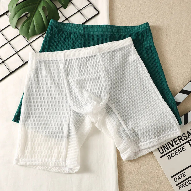 Men's lace fabric shaping boxer shorts with lengthened hip design in multiple colours