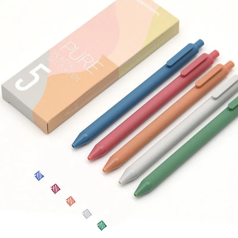 Multi-color press gel pen set with 0.5mm point, ABS plastic handle, in retro colour box