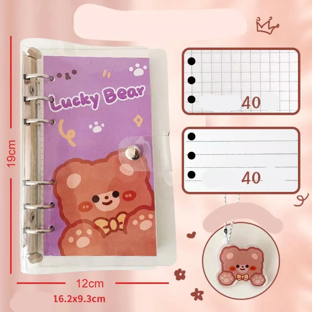 A6 girl heart themed loose leaf coil notebook with decorative cover, showing 6-hole binding.