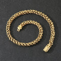 Men's titanium steel keel chain necklace with geometric links in antique silver finish