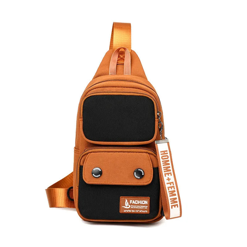Outdoor leisure crossbody shoulder bag in durable nylon with contrast colour options
