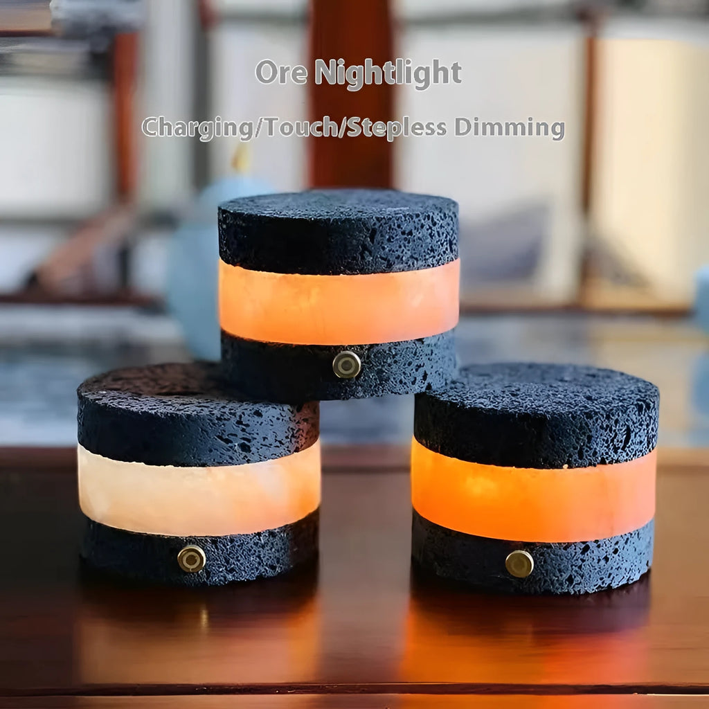 Orange volcanic rock USB night lamp with essential oil diffuser and dimming control