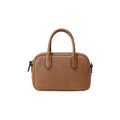 Genuine leather crossbody bag for women in coffee colour with horizontal square shape and metal zip