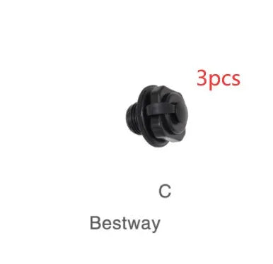 Three plastic rotating valve nozzle covers for inflatable product repair.
