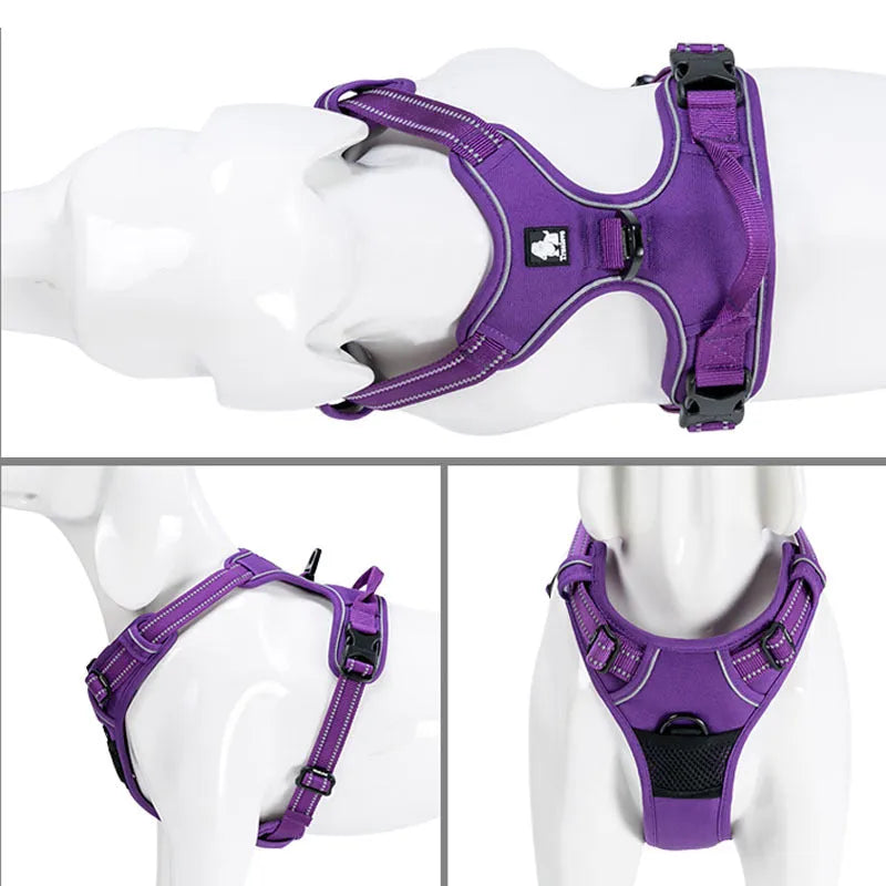 Dog Breast Strap Traction Harness for Small Medium Large Dogs Adjustable Chest Fit Black Blue Brown Orange Purple Red Sizes XS S M L XL