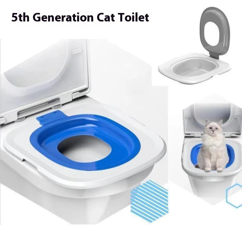 Fifth generation cat toilet trainer mat in ABS plastic, shown in grey, green, and blue colour options.