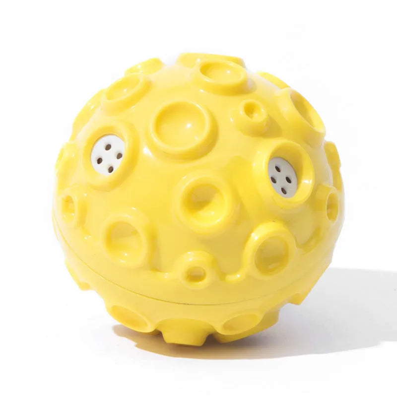 Durable natural rubber dog toy ball with squeaky sound for aggressive chewers in black blue green orange yellow