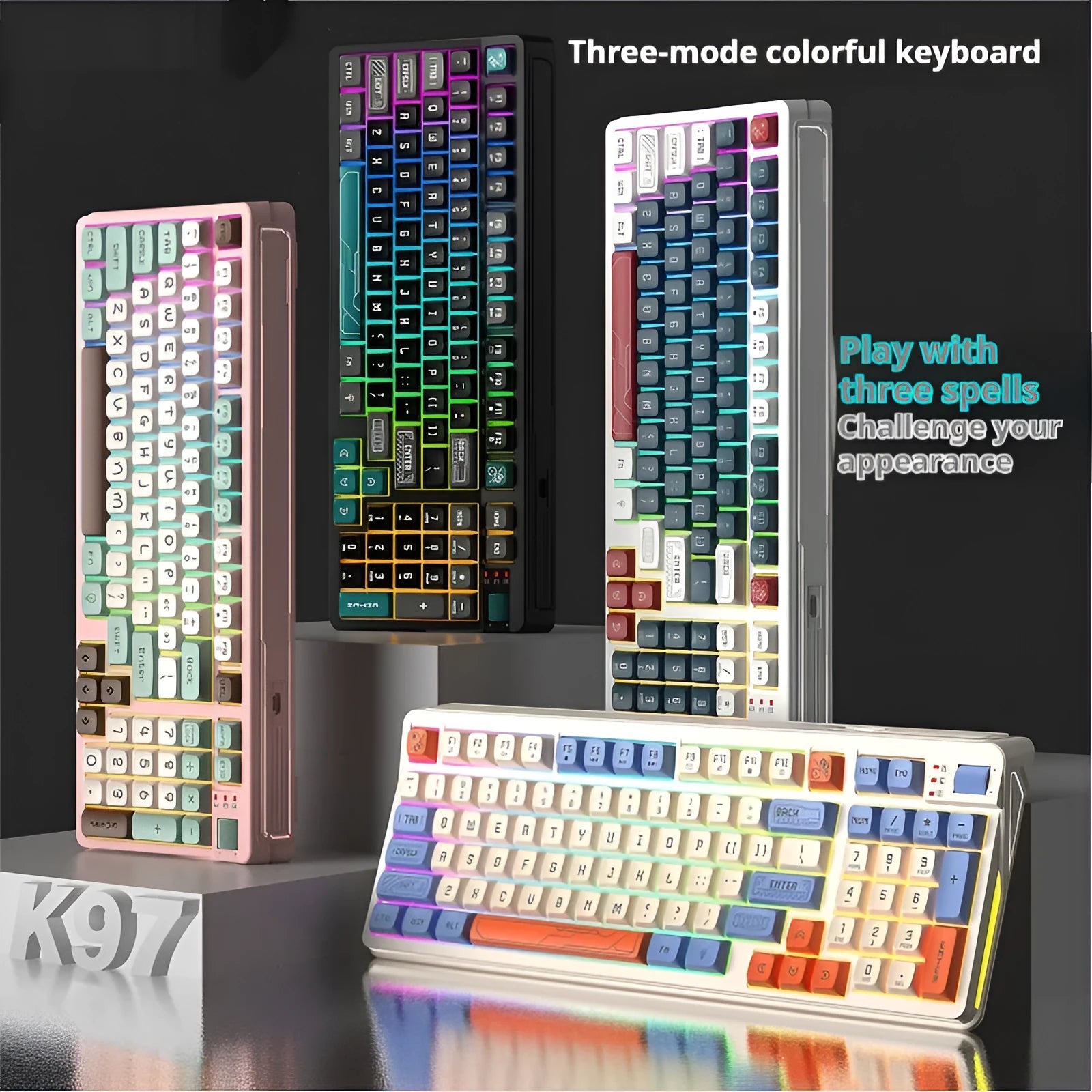 Plastic desktop computer keyboard with ABS construction in four colour options