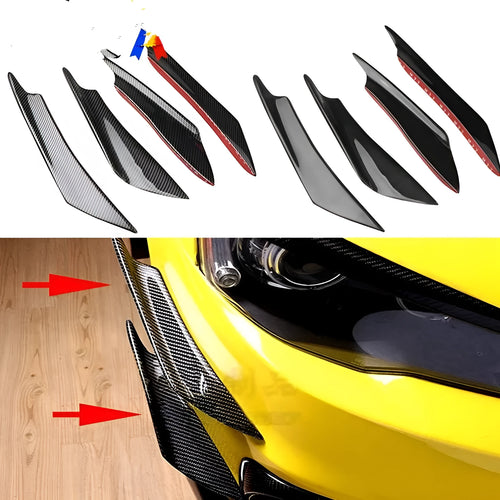 Set of four carbon fibre pattern bumper blades for automotive bumper modification