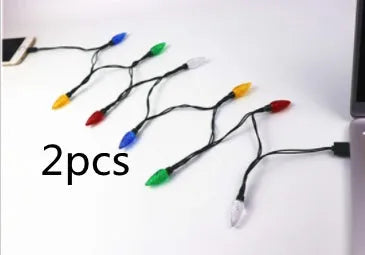 Green USB charging cable with 10 colourful LED lights flashing along its length
