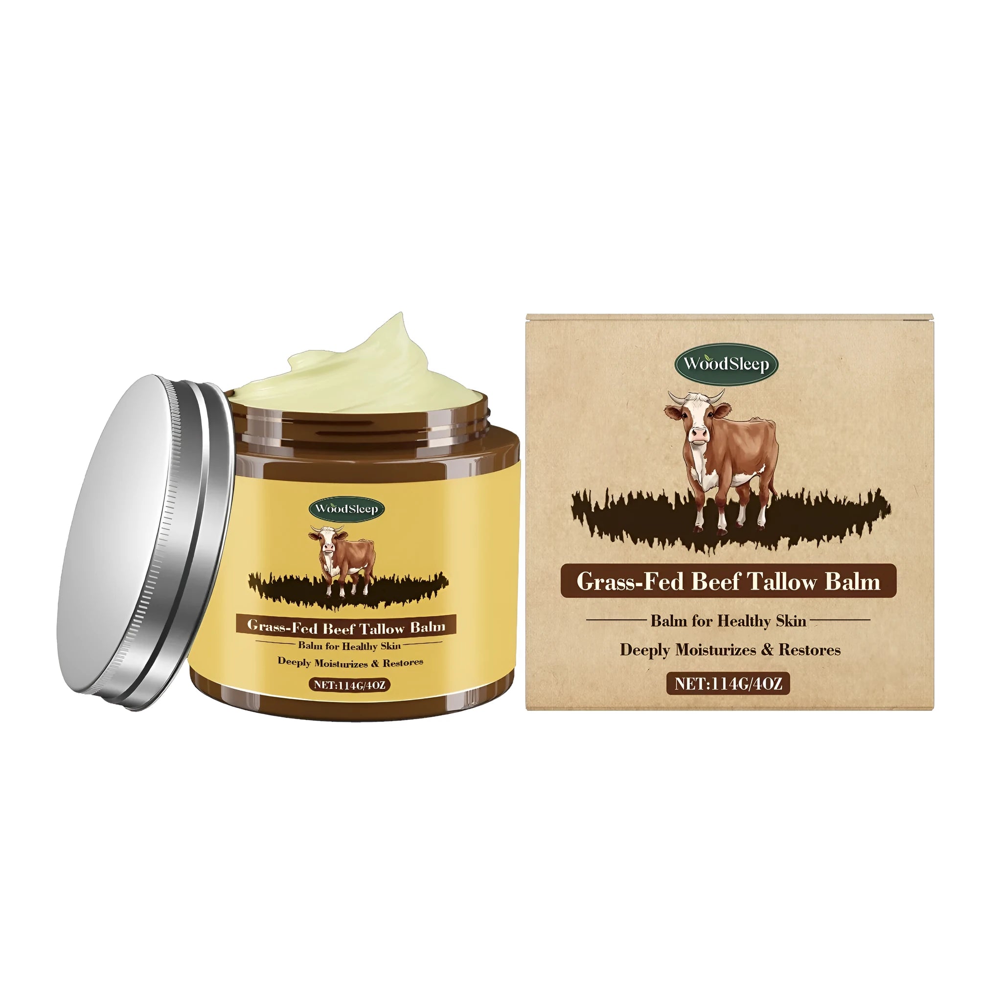 114g jar of cow fat skin cream with honey and olive oil formula