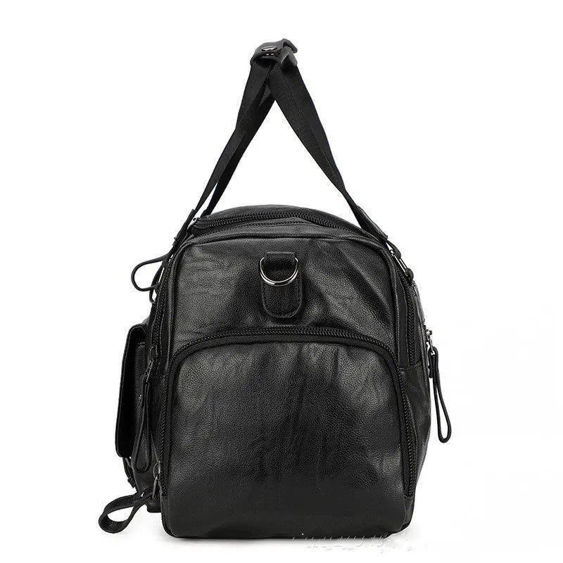 Large black PU travel bag for shoes with shown dimensions.