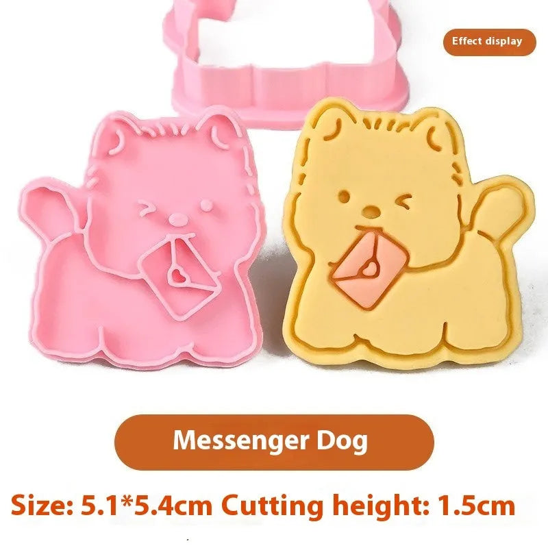 Cartoon biscuit mould for creating three dimensional pet puppy shaped biscuits and soft sweets