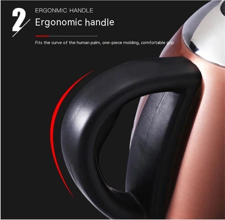 Automatic stainless steel kettle with touch controls in gold colour showing 1.0 litre capacity markings