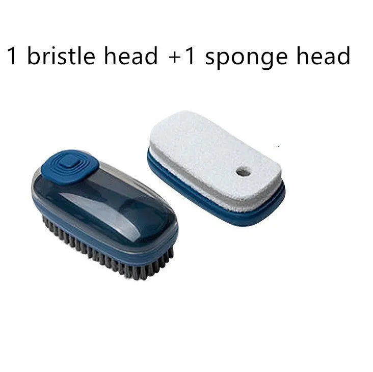 Automatic liquid cleaning brush for shoes and clothes with ergonomic grip in selected colour