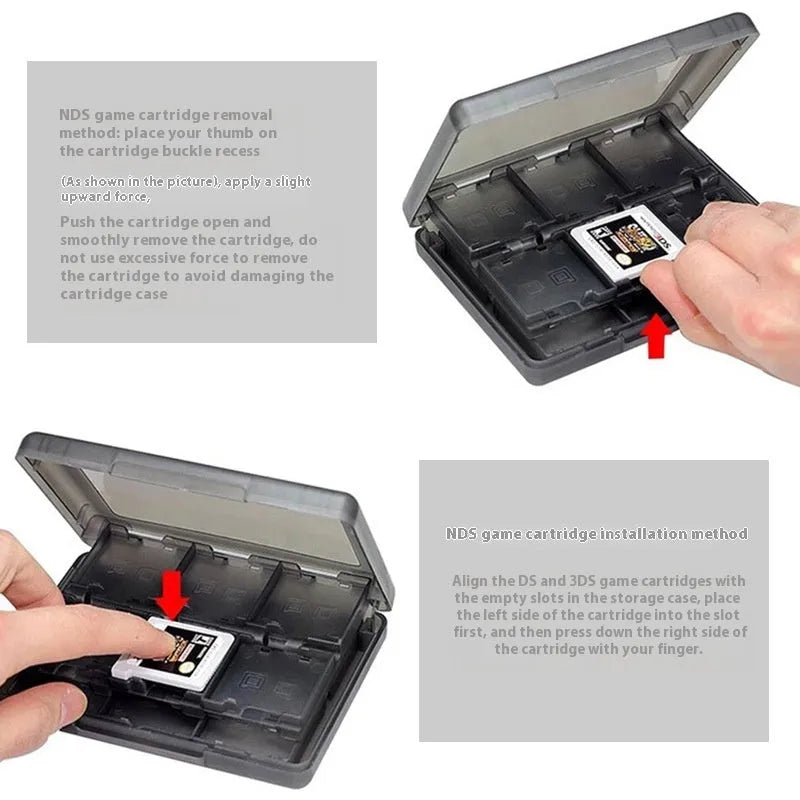 NDS 3DS game card storage box holding multiple game cartridges