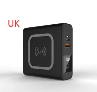 PD20W fast power bank with wireless charging and built-in plug in black or white colours