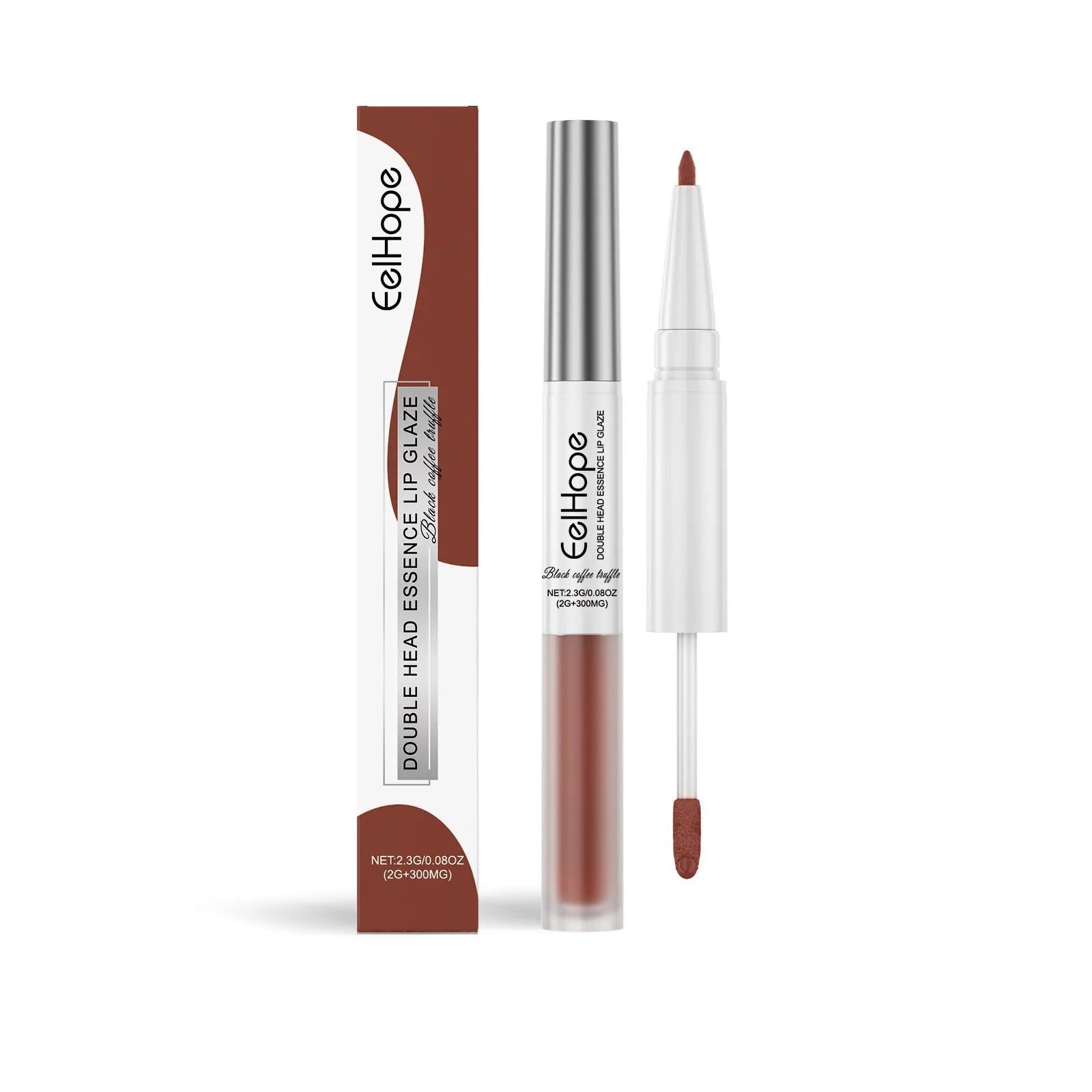 Double-headed lip liner and lip lacquer pen cosmetic set