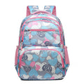 Blue student backpack with air cushion shoulder straps, large main compartment and Oxford cloth material.