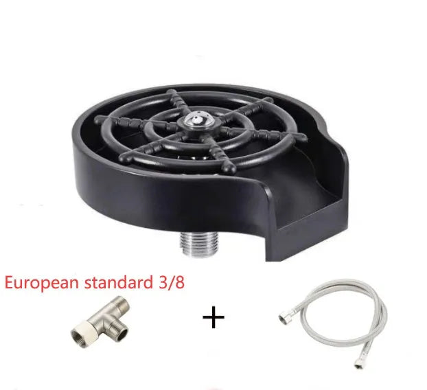 Black stainless steel automatic glass washer with ABS base and copper hose
