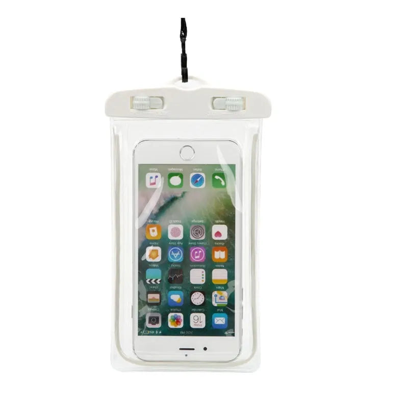 Universal waterproof luminous phone case in multiple colours for outdoor smartphone protection