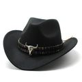 Wool blend Western cowboy hat with wide brim and bell crown in multiple colour options.