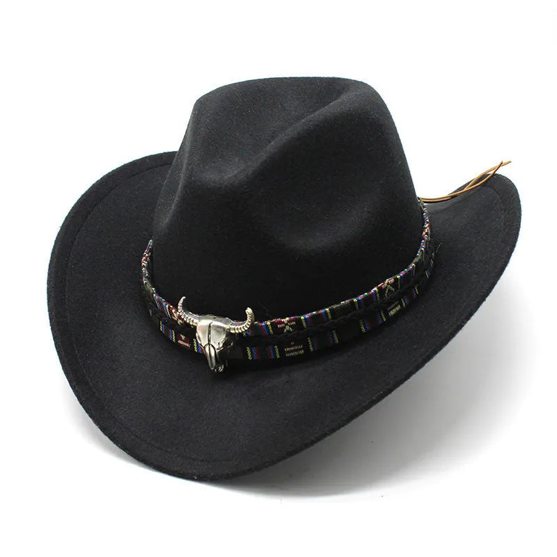 Wool blend Western cowboy hat with wide brim and bell crown in multiple colour options.