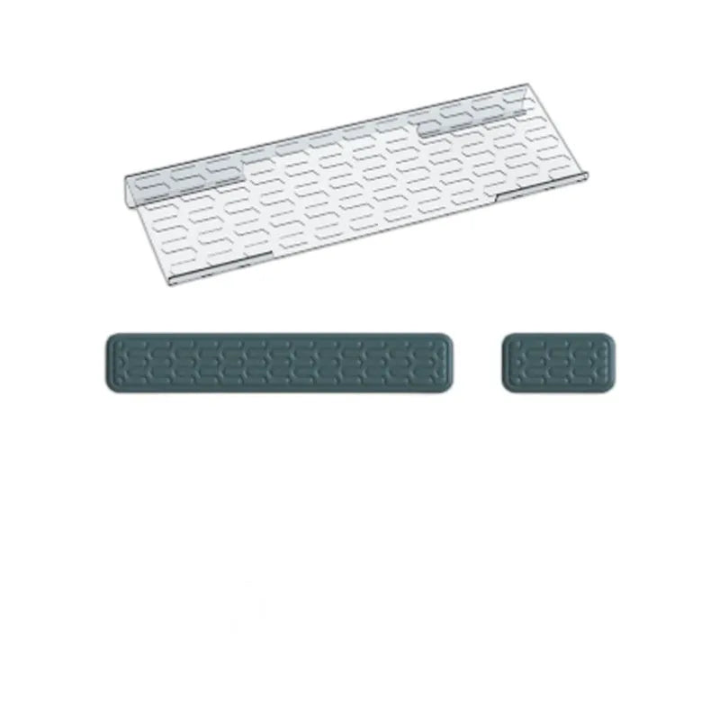 Double-sided memory foam keyboard and mouse pad with resin wrist rest in multiple colour options