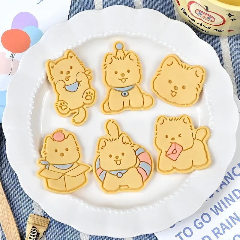 Cartoon biscuit mould for creating three dimensional pet puppy shaped biscuits and soft sweets