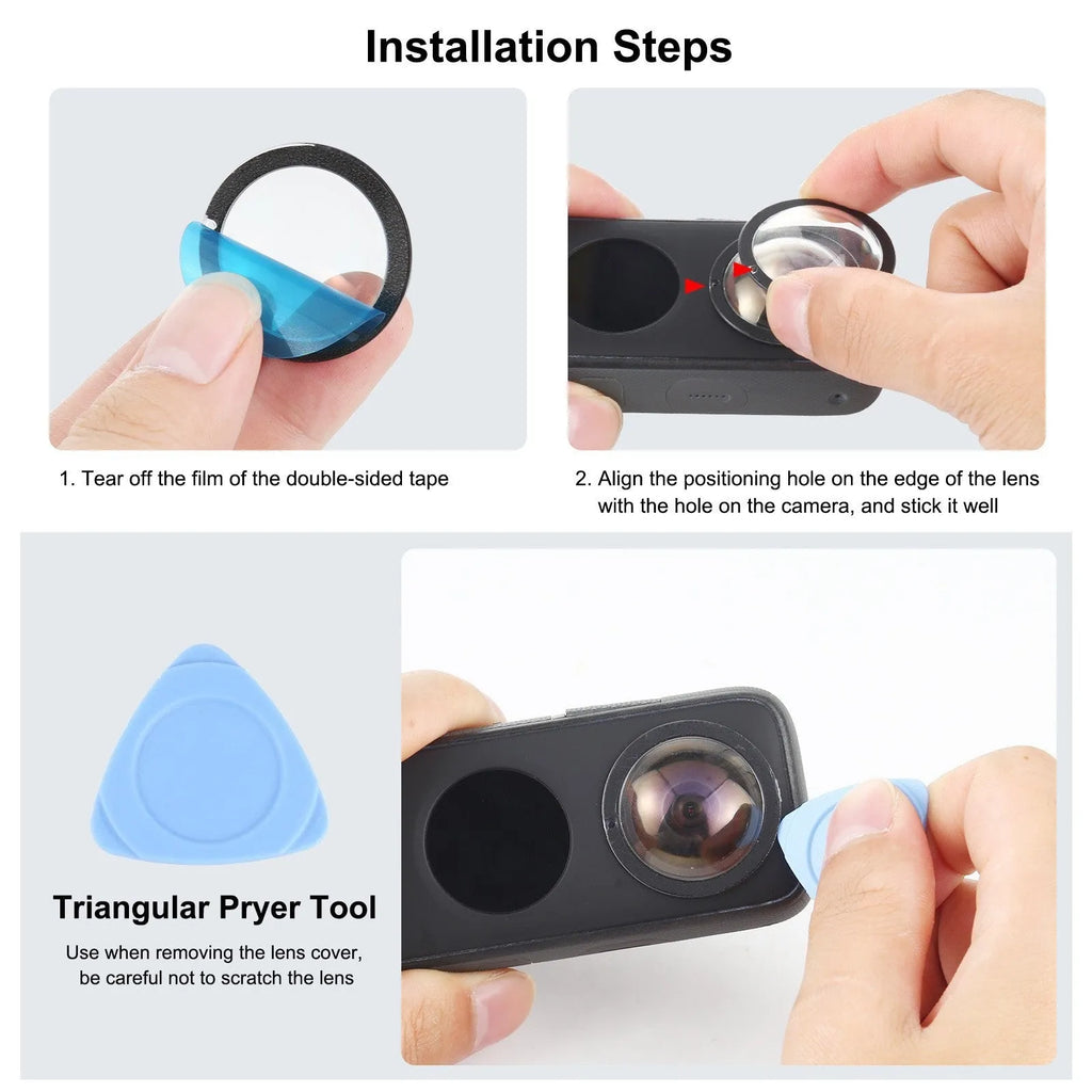 Insta360 One X2 optical tempered glass protective film transparent 3.3 x 0.9cm