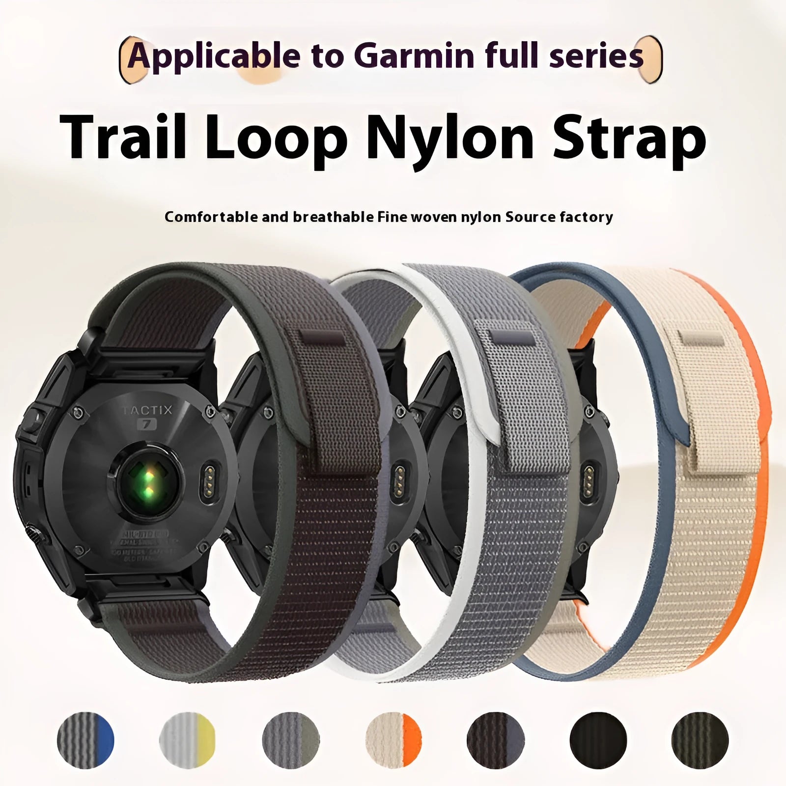 High Shan Ye quick-release nylon loop watch strap in black and grey colour option 22mm width