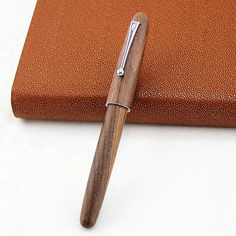 Vintage wooden fountain pen with stainless steel nib in rosewood finish