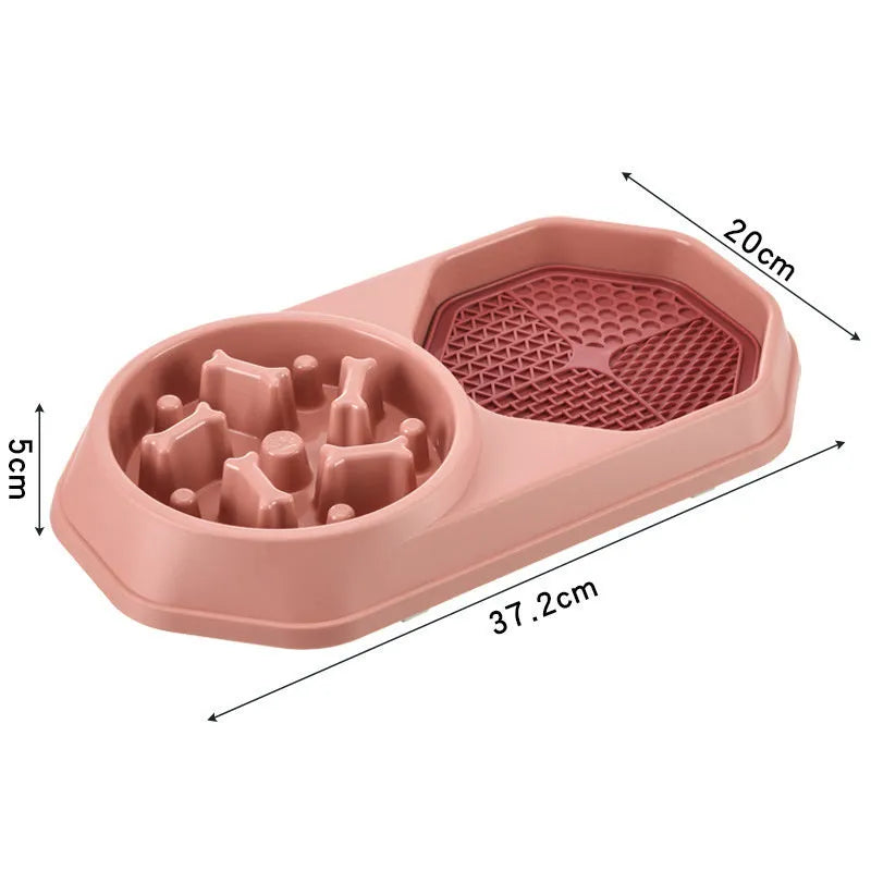 Blue slow feeder dog bowl with maze pattern for small to medium dogs measuring 37cm diameter