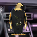 Wireless charging car phone holder with suction cup mount in black and gold colour combination