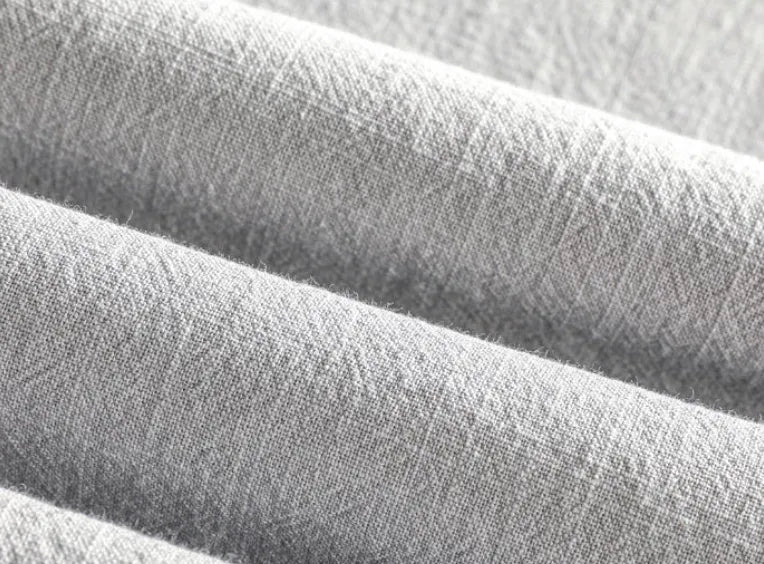 Men's loose fit linen blend casual shirt in solid colours: beige, light grey, navy blue, sky blue.
