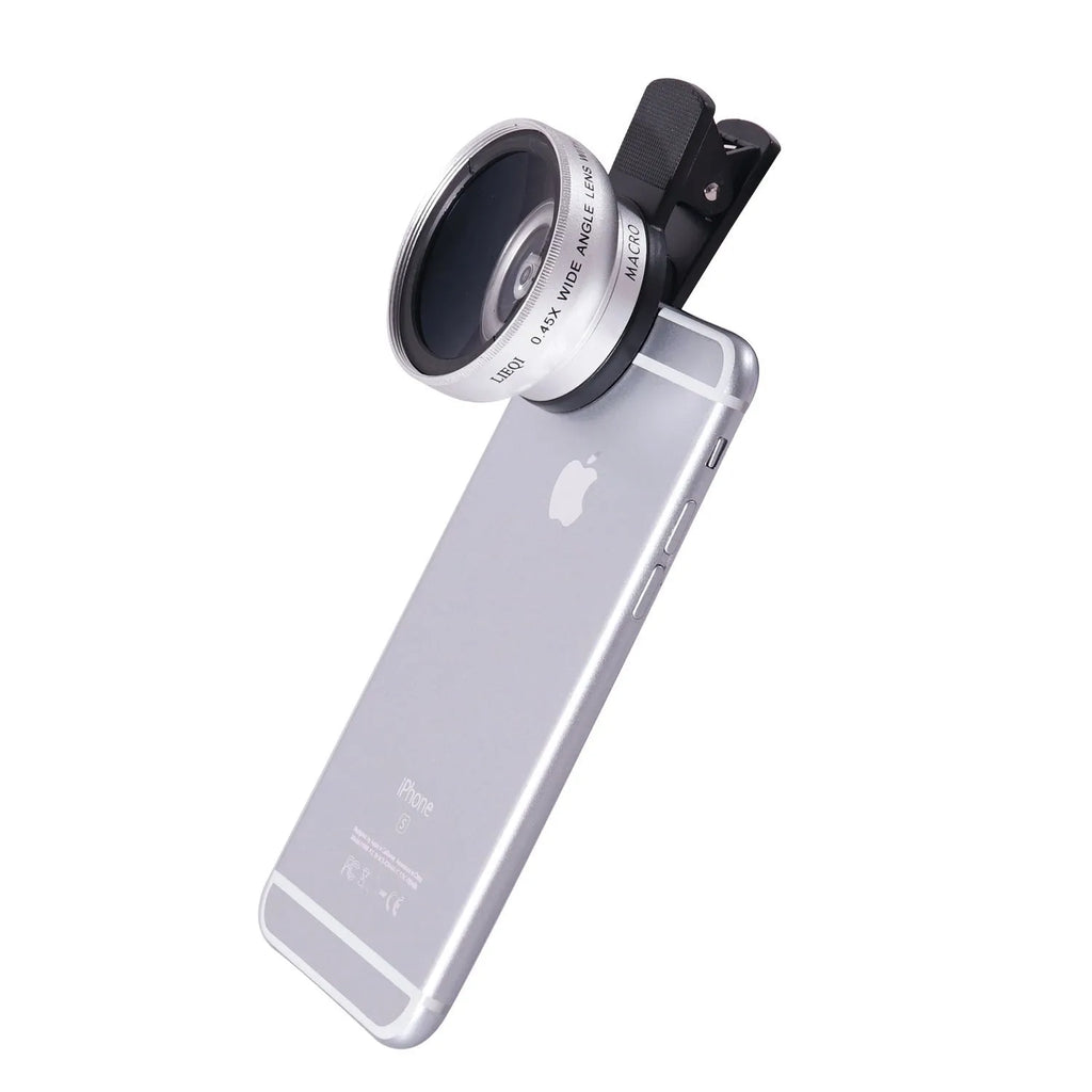 LIEQI See 0.45X wide-angle macro lens for mobile phone cameras in black, gold, rose gold, and silver